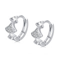 9255 Sterling Silver CZ Hoop Earrings Silver